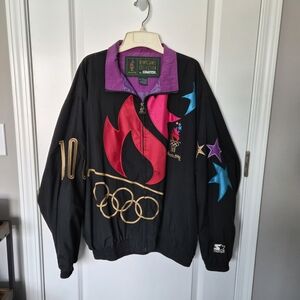 STARTER Black Bomber Jacket with Red and Blue Accents